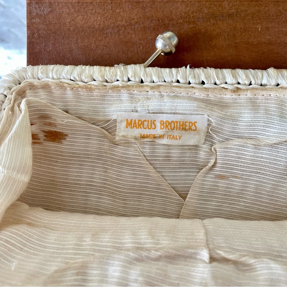 Vintage Mid-Century Marcus Brothers Italian Beaded + Woven Boho Clutch Handbag - Picture 14 of 15